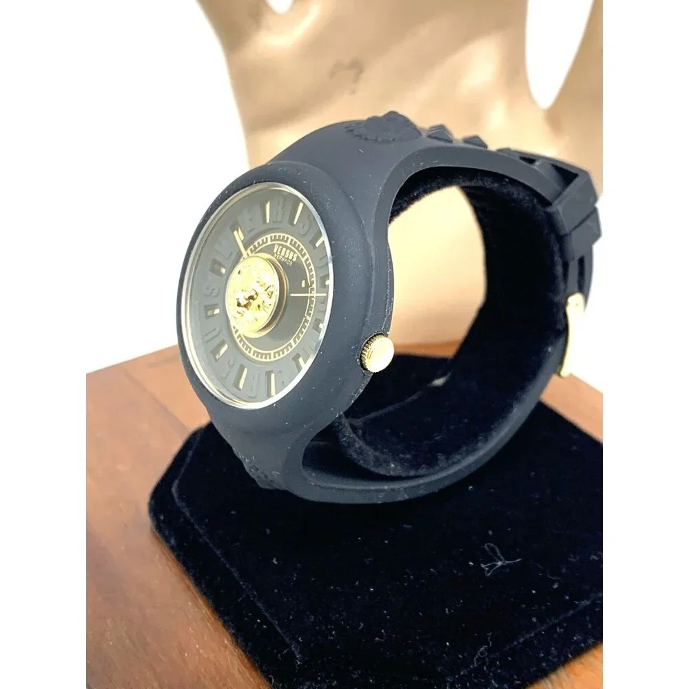 Versus by Versace Women's Watch VSPOQ1G21 Quartz Gold Black Rubber Band 40mm